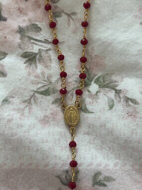 Gold Plated Rosary Necklace from Sicily, Italy